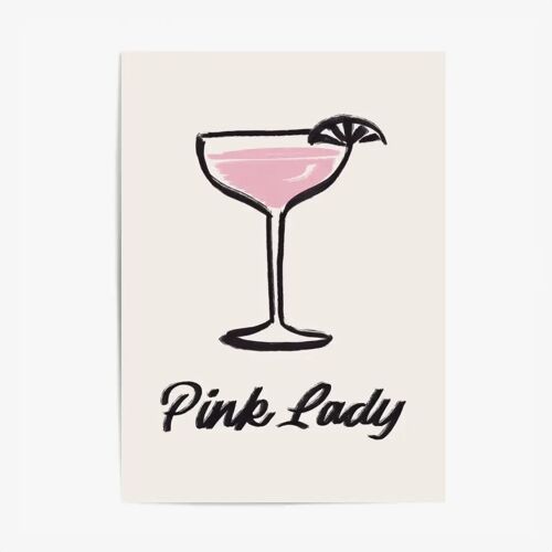Affiche & Tableau Cuisine Minimaliste – Cocktail Pink Lady
