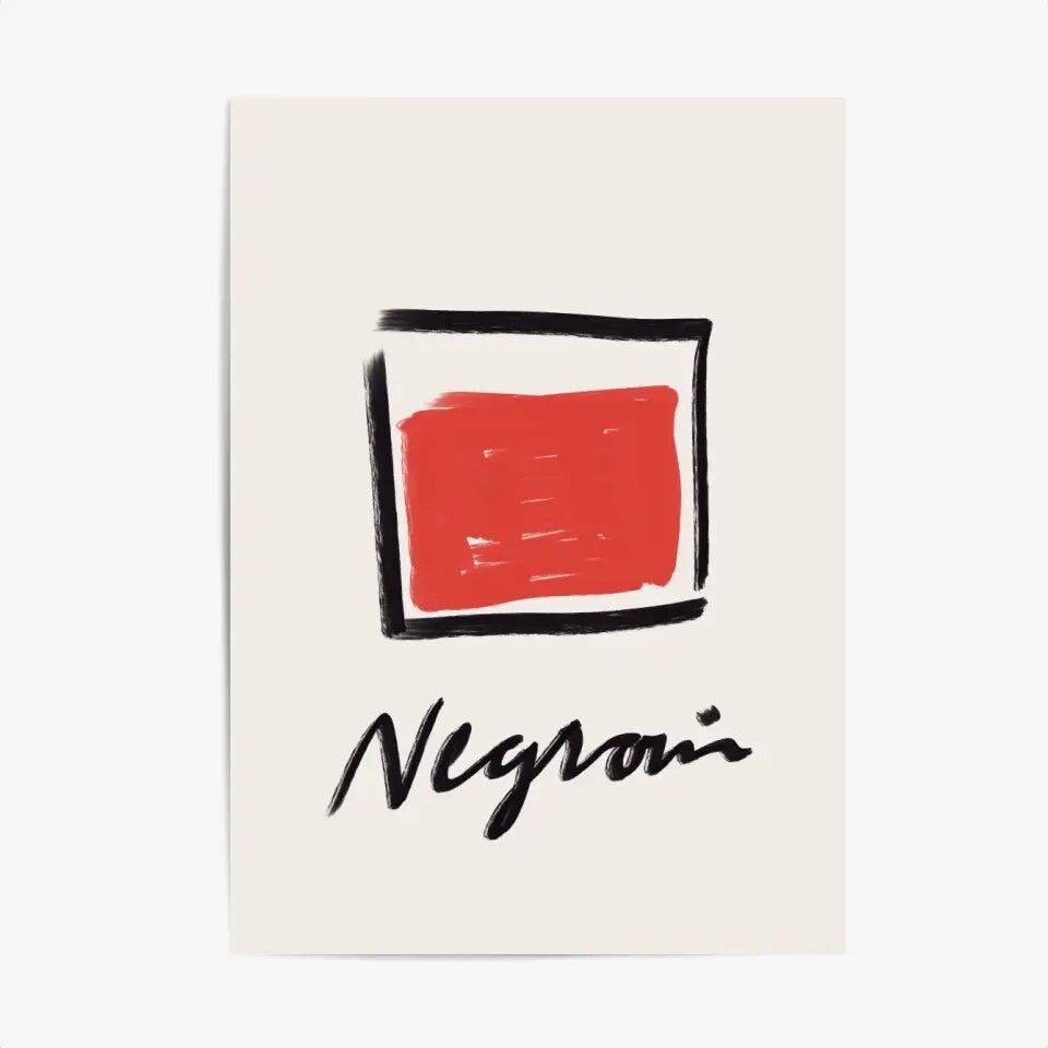 Minimalistisches Küchenposter & Druck – Negroni Cocktail