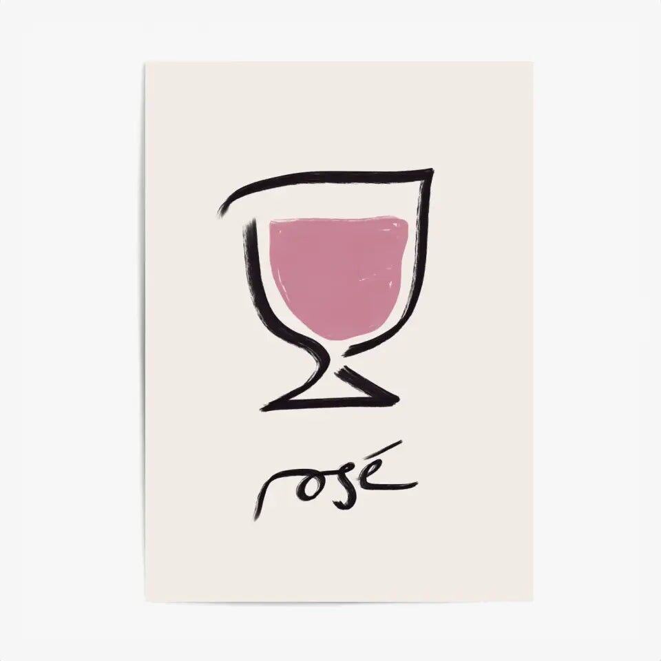 Minimalistisches Küchenposter & Druck – Glas Rosé