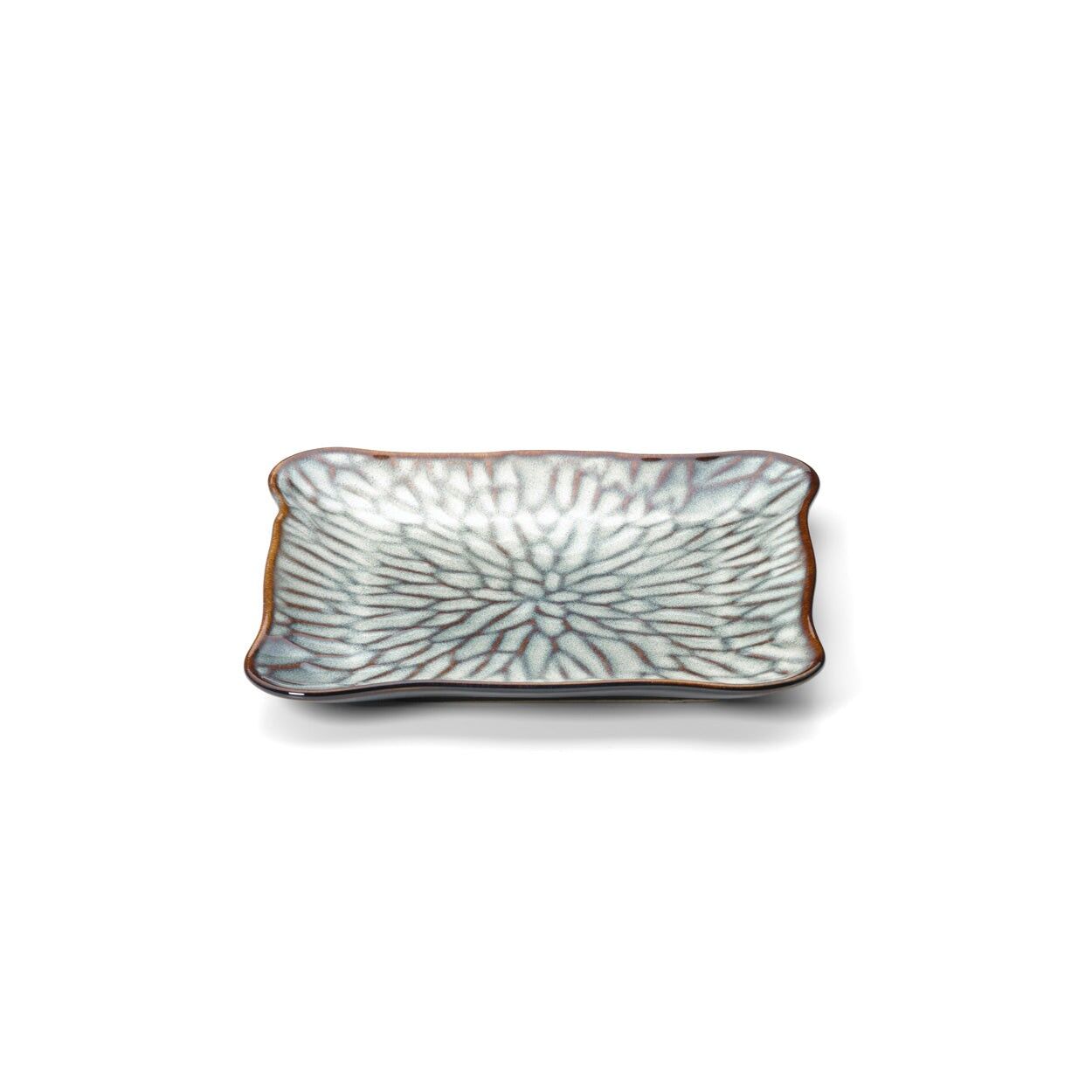 The Lotus Ice Square Plate - Grey Brown - M