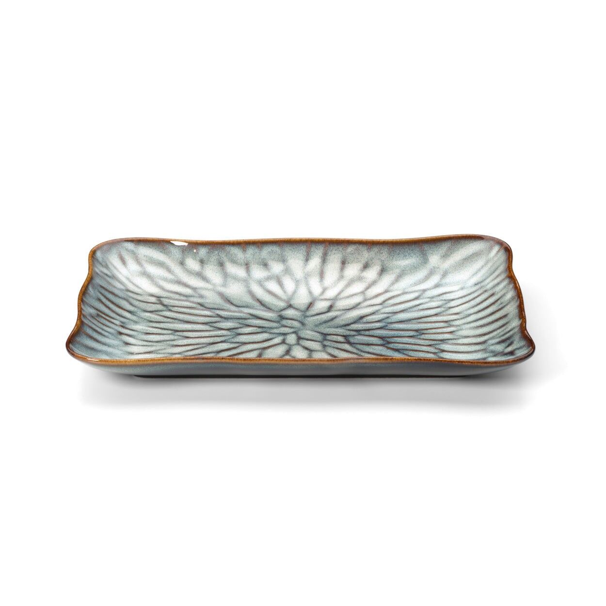 Assiette rectangulaire Lotus Ice - Gris marron - L