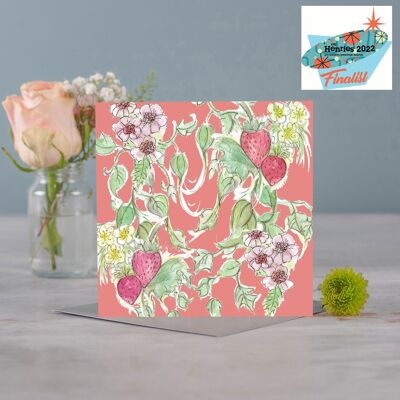 Strawberries & Cream Bloom Greetings Card