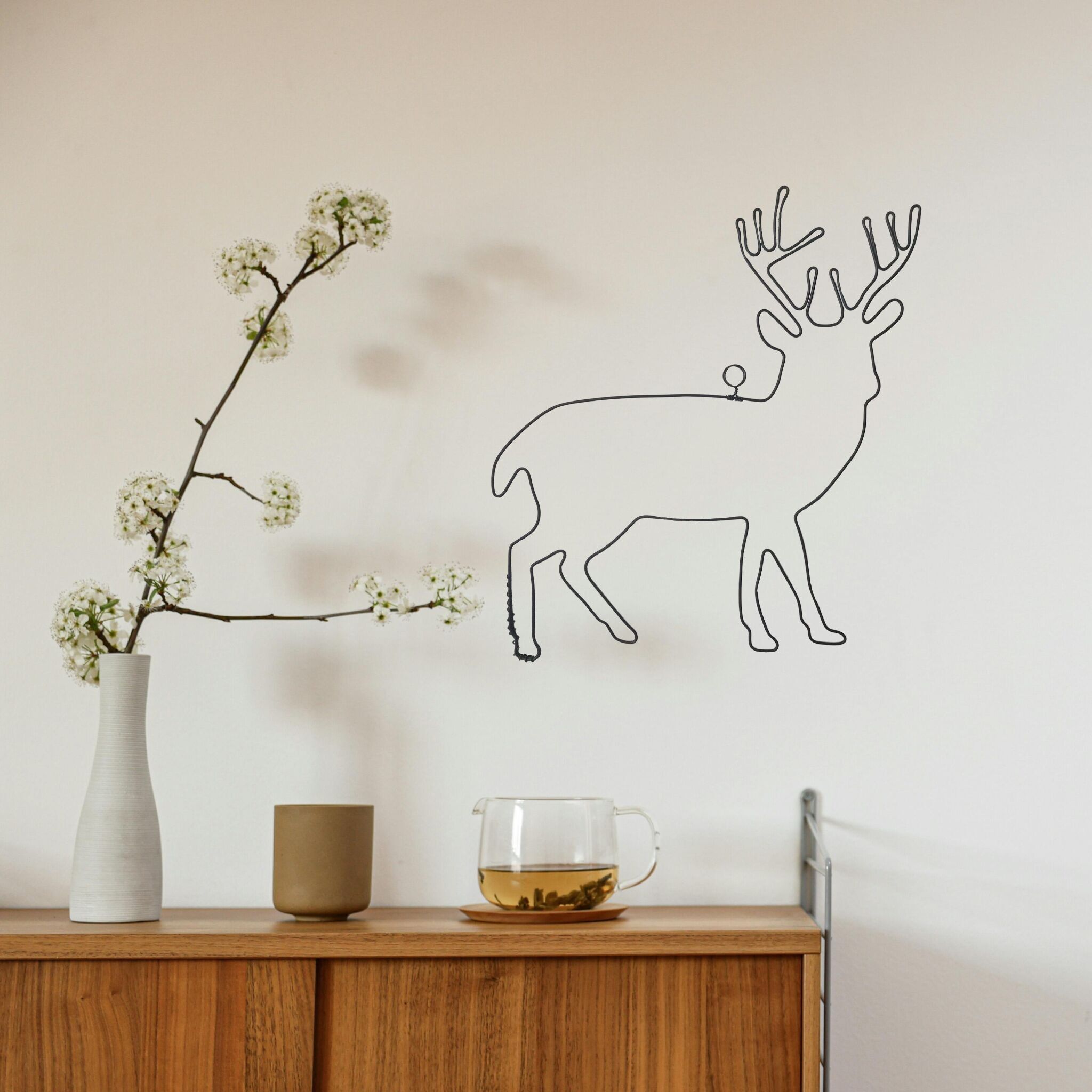 Décoration Murale en Fil de Fer "Cerf" - à punaiser - Bijoux de Mur - Déco Noel/Hiver/Montagne