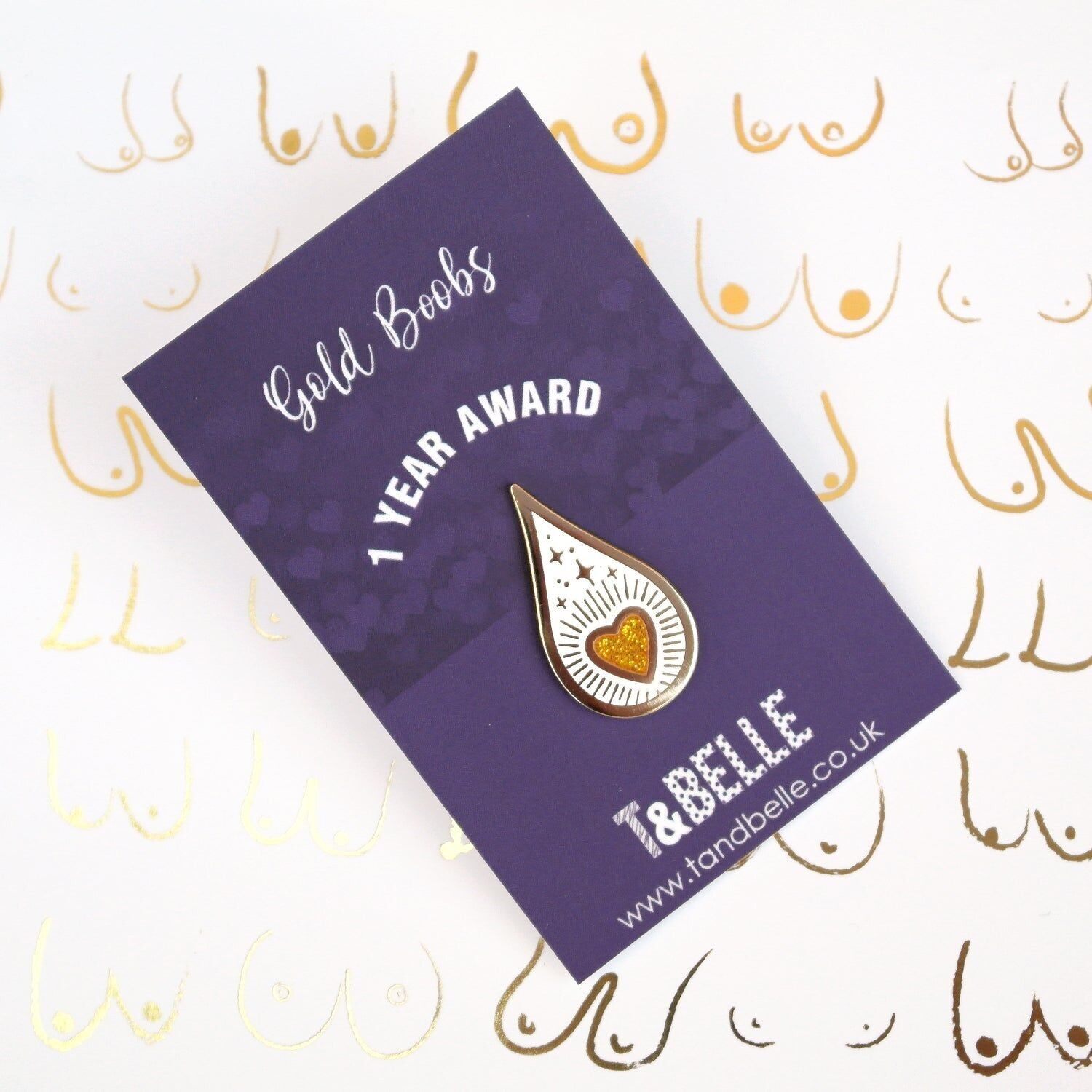 Épingle en émail « Drops of Magic Gold » pour récompenser l'allaitement maternel d'un an et l'expression de la voix