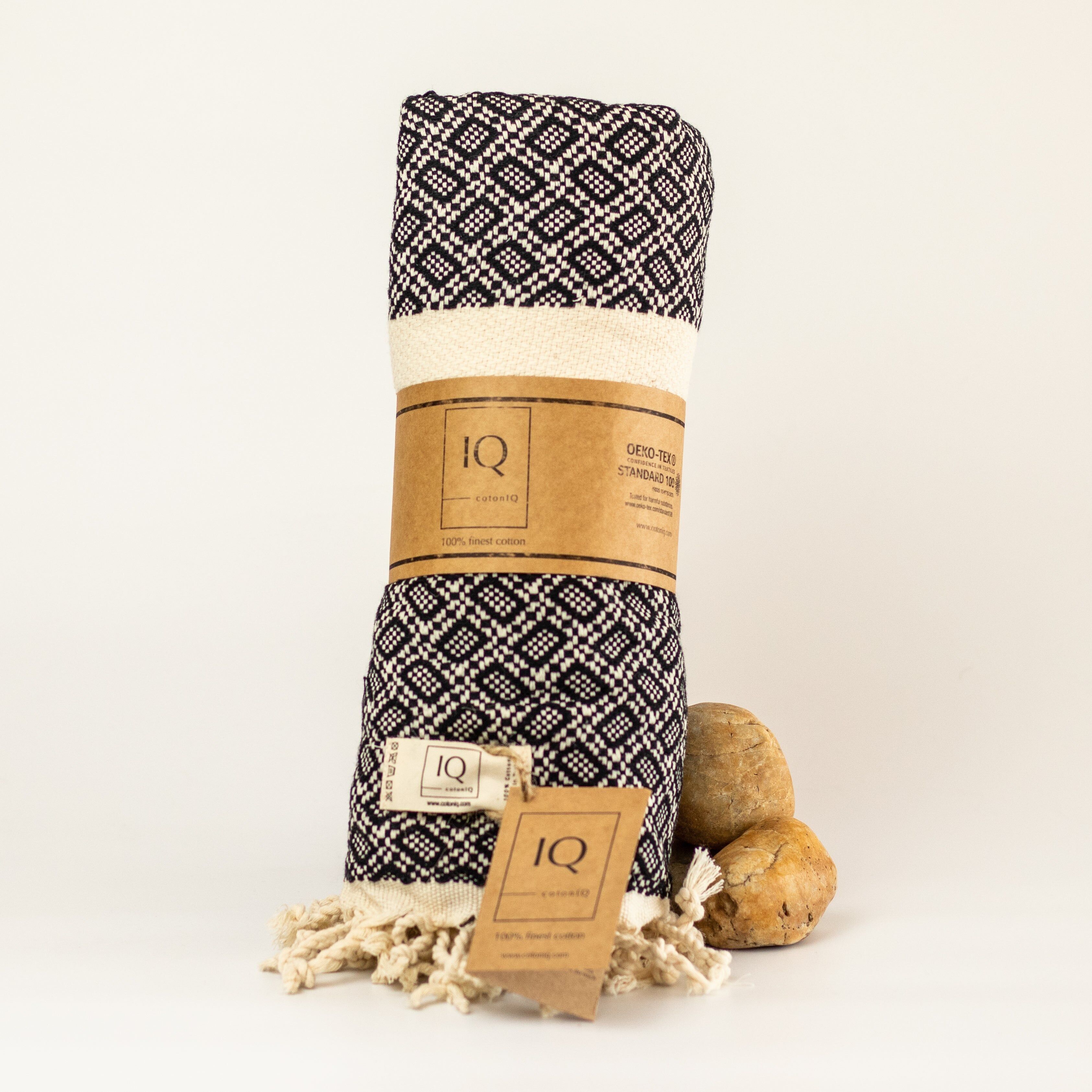 Serviette de hammam | Serviette de sauna | Serviette de plage | Bolivie | Noir | 180 x 100 cm