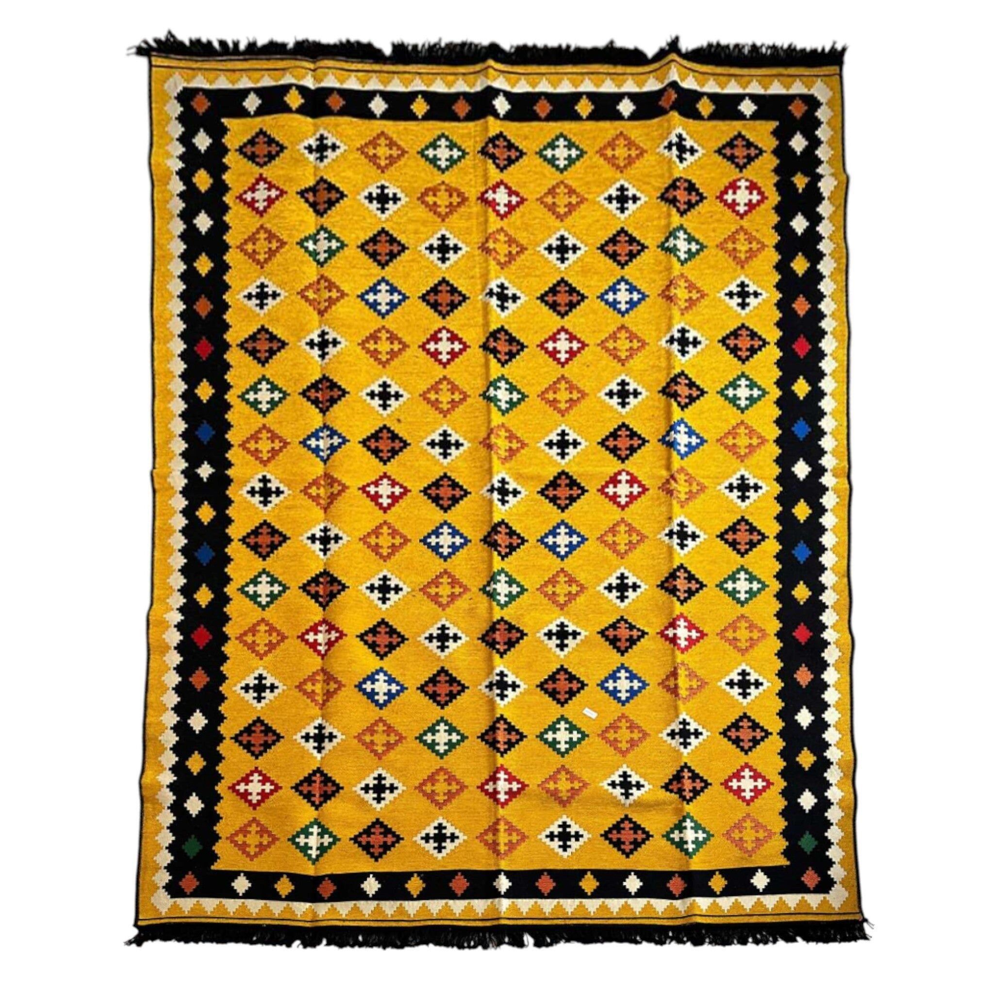 Alfombra con motivos Kilim - Amarilla - 300x200x0,5cm