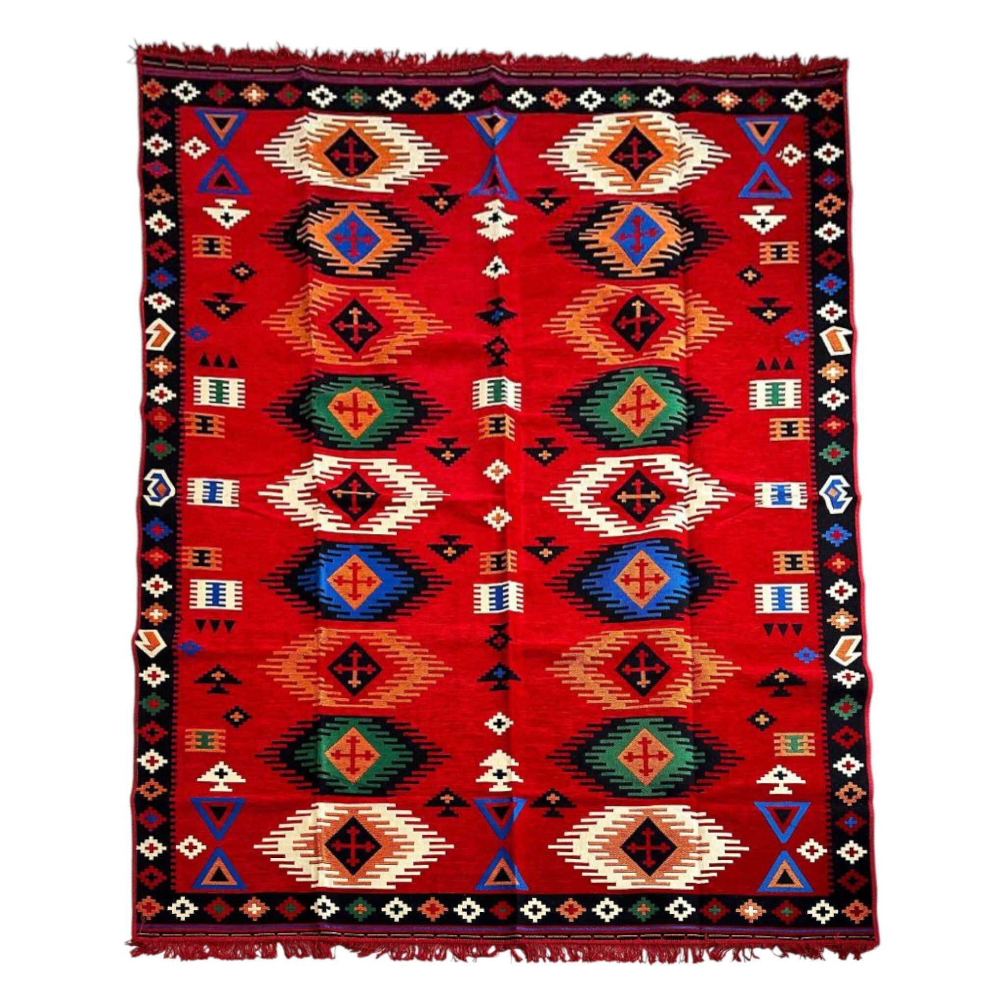 Alfombra con motivos Kilim - Roja - 300x200x0,5cm