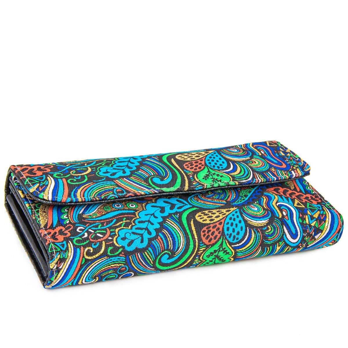 Cartera con cierre a presión - Flores Picti - 19x10x3.5cm