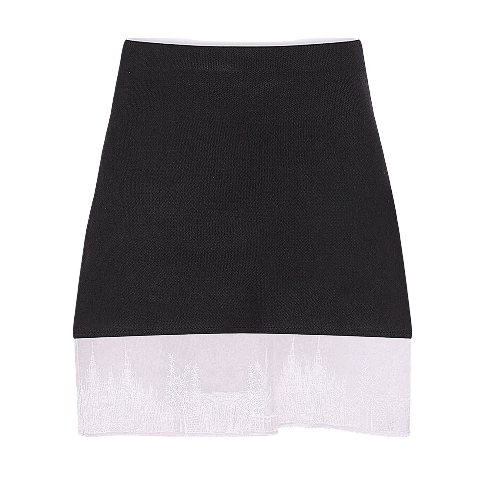 Minifalda de punto negra con encaje bordado