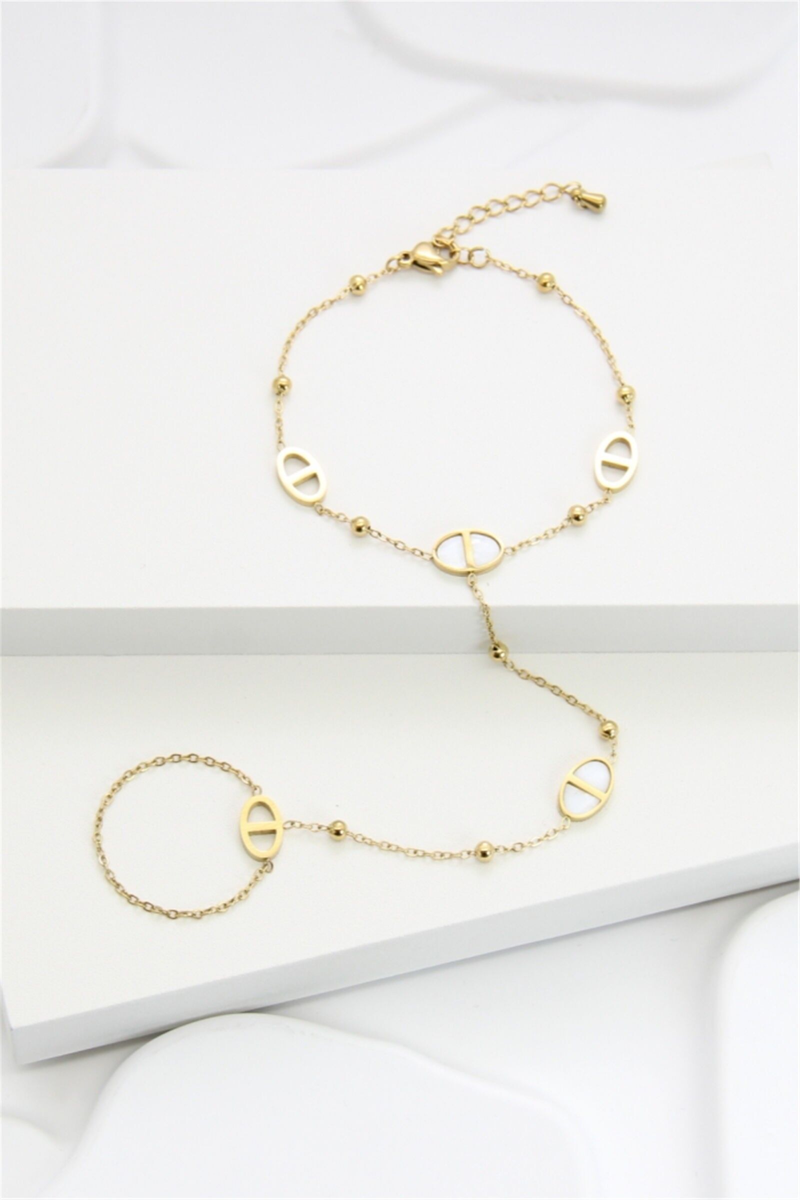 Bracciale da polso in maglia marina in acciaio inossidabile placcato oro