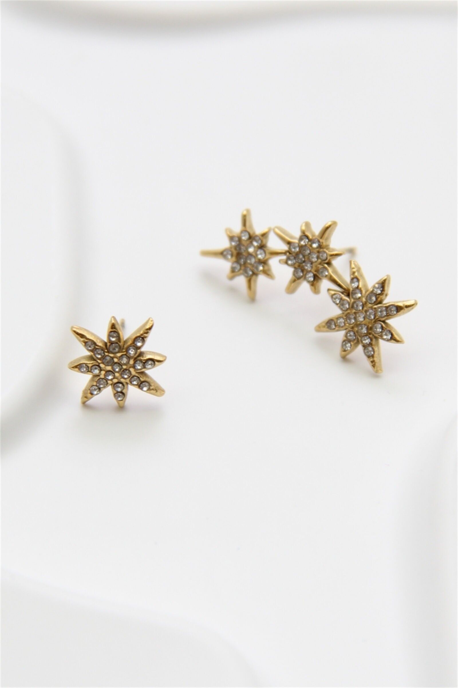 Asymmetrical Star Earrings in Gold Stainless Steel - Sparkling & Trendy Design