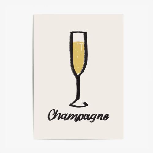 Affiche & Tableau Cuisine Minimaliste – Flûte de Champagne