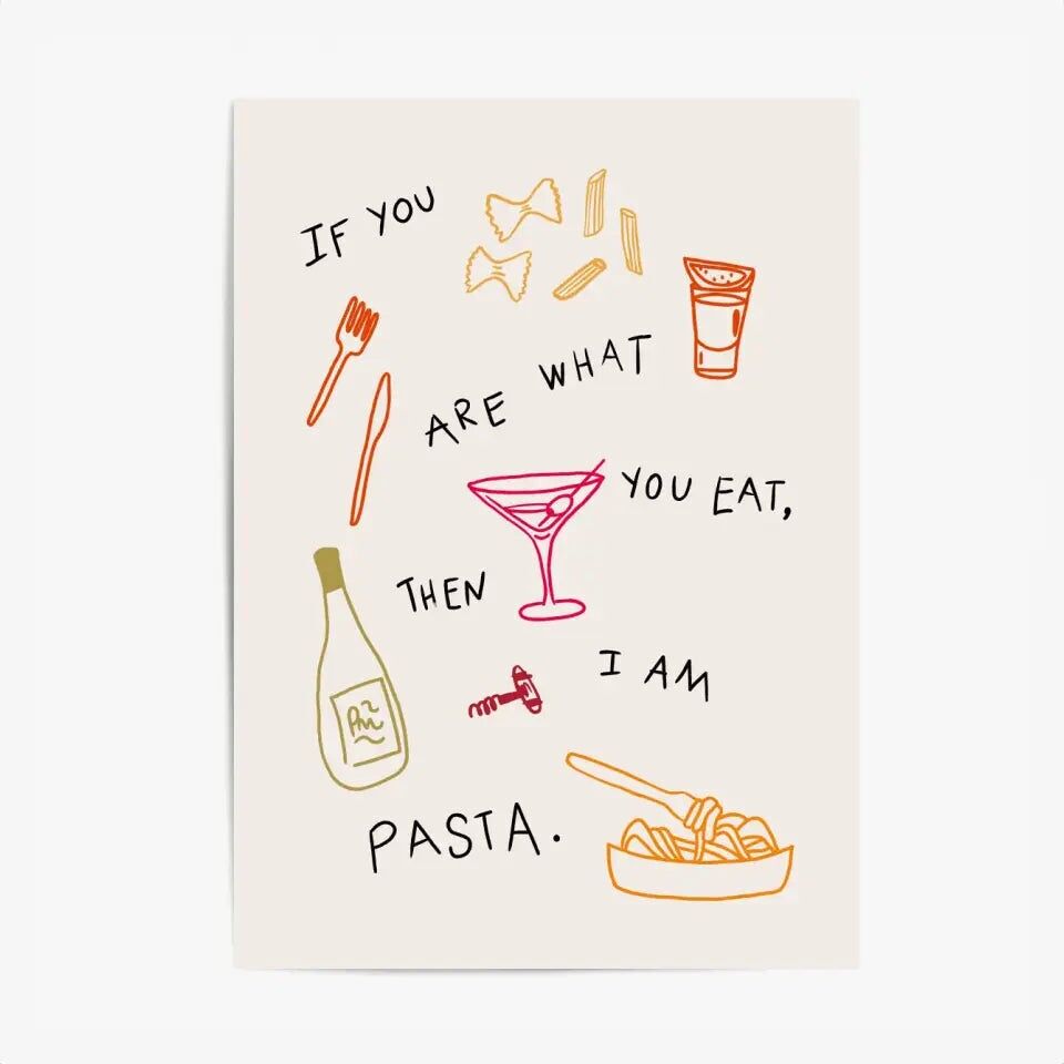 Minimalistisches Küchenposter & Druck – I Am Pasta