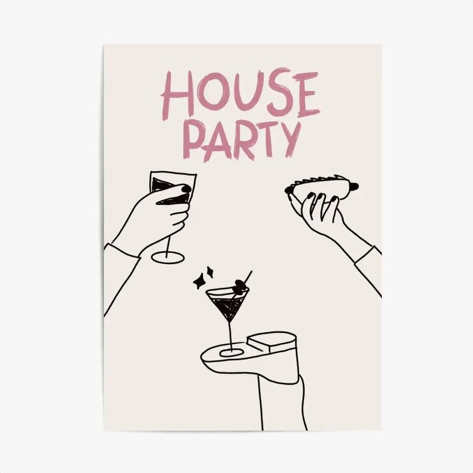 Minimalistisches Küchenposter & Gemälde – Hausparty