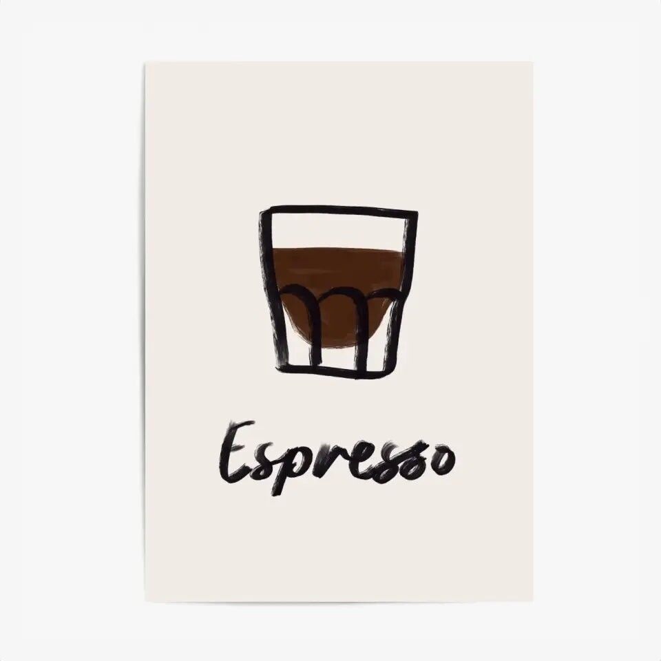 Minimalistisches Küchenposter & Druck – Espressokaffee