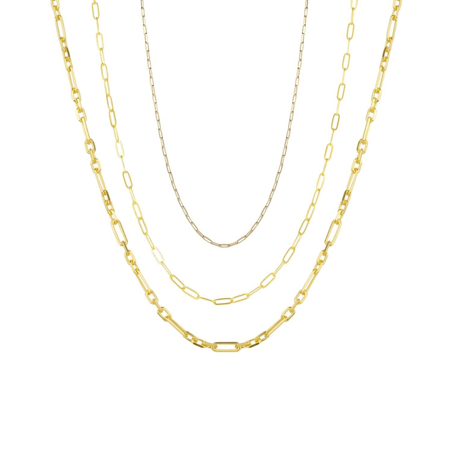 Collana a strati in argento sterling con catena a maglie a graffetta