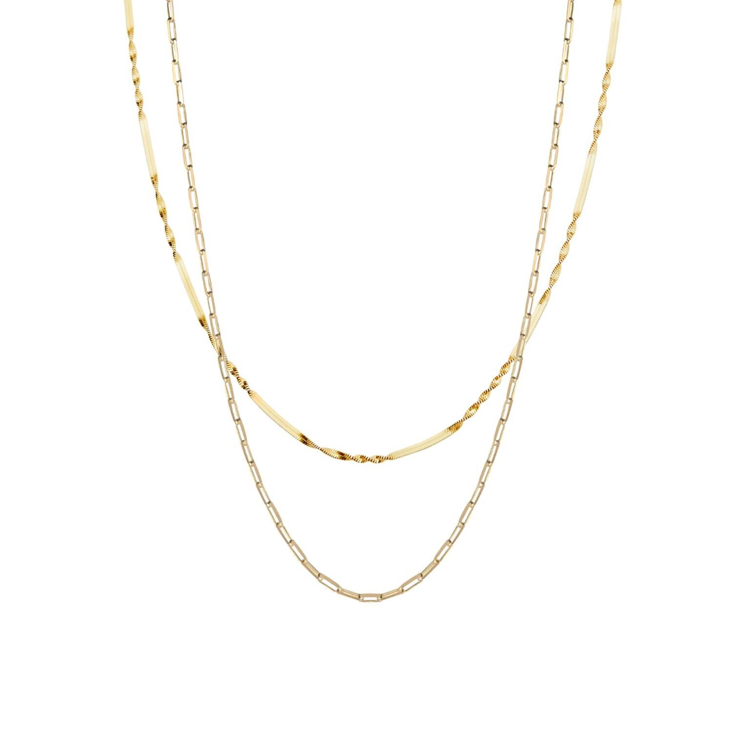 Semi Twisted and Paperclip Chain Sterling Silver Layering Necklace Set