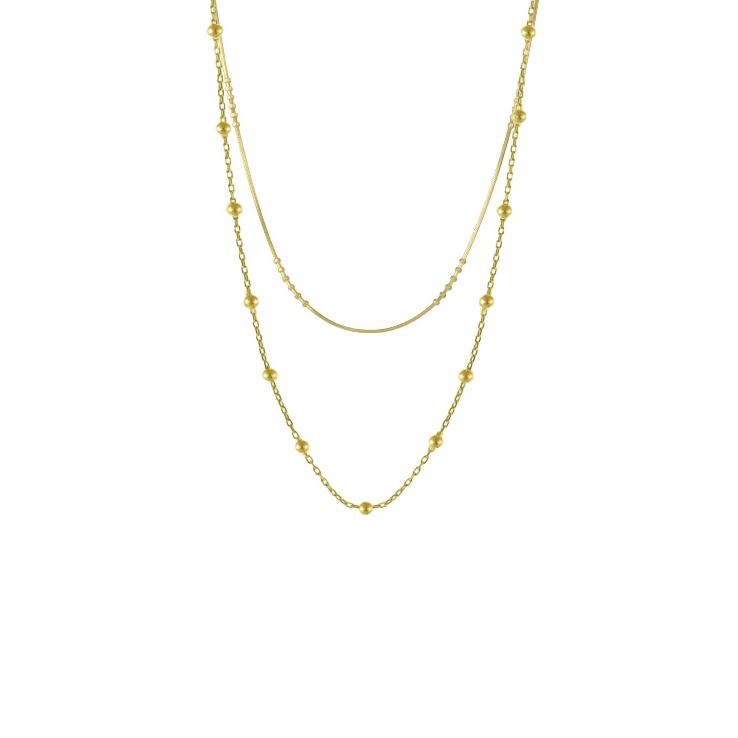 Beaded Chains Sterling Silver Layering Necklace Set