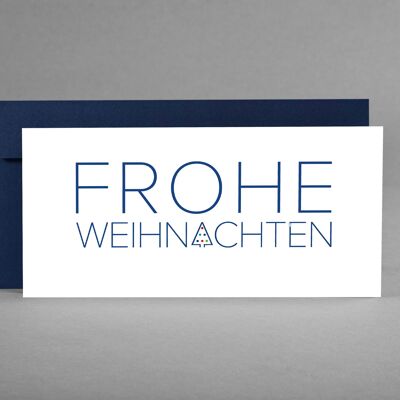 EDEL IN BLAU: Set von 10 Weihnachtskarten "Frohe Weihnachten" inkl. Kuverts