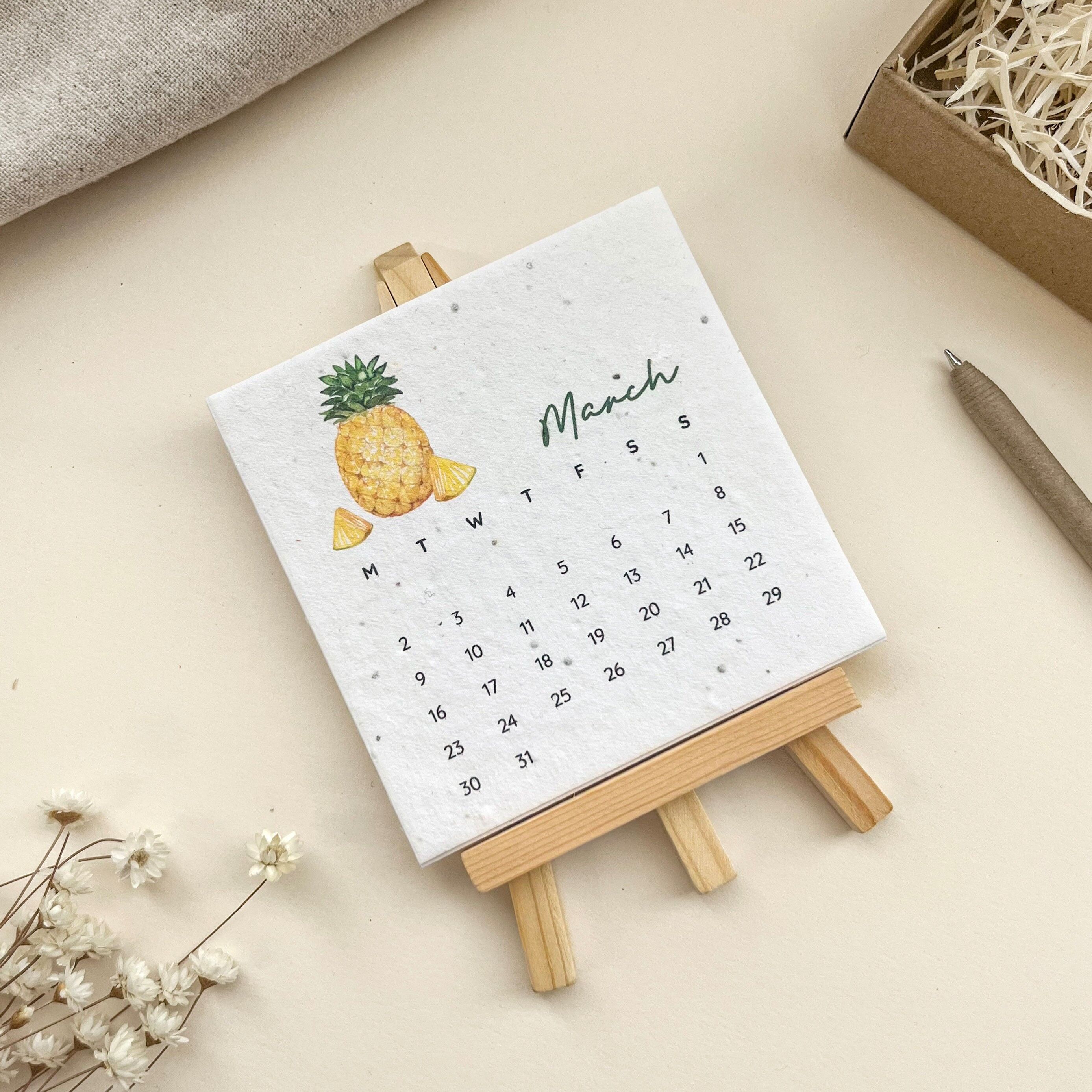 Calendario de escritorio plantable 2026 - Arte frutal