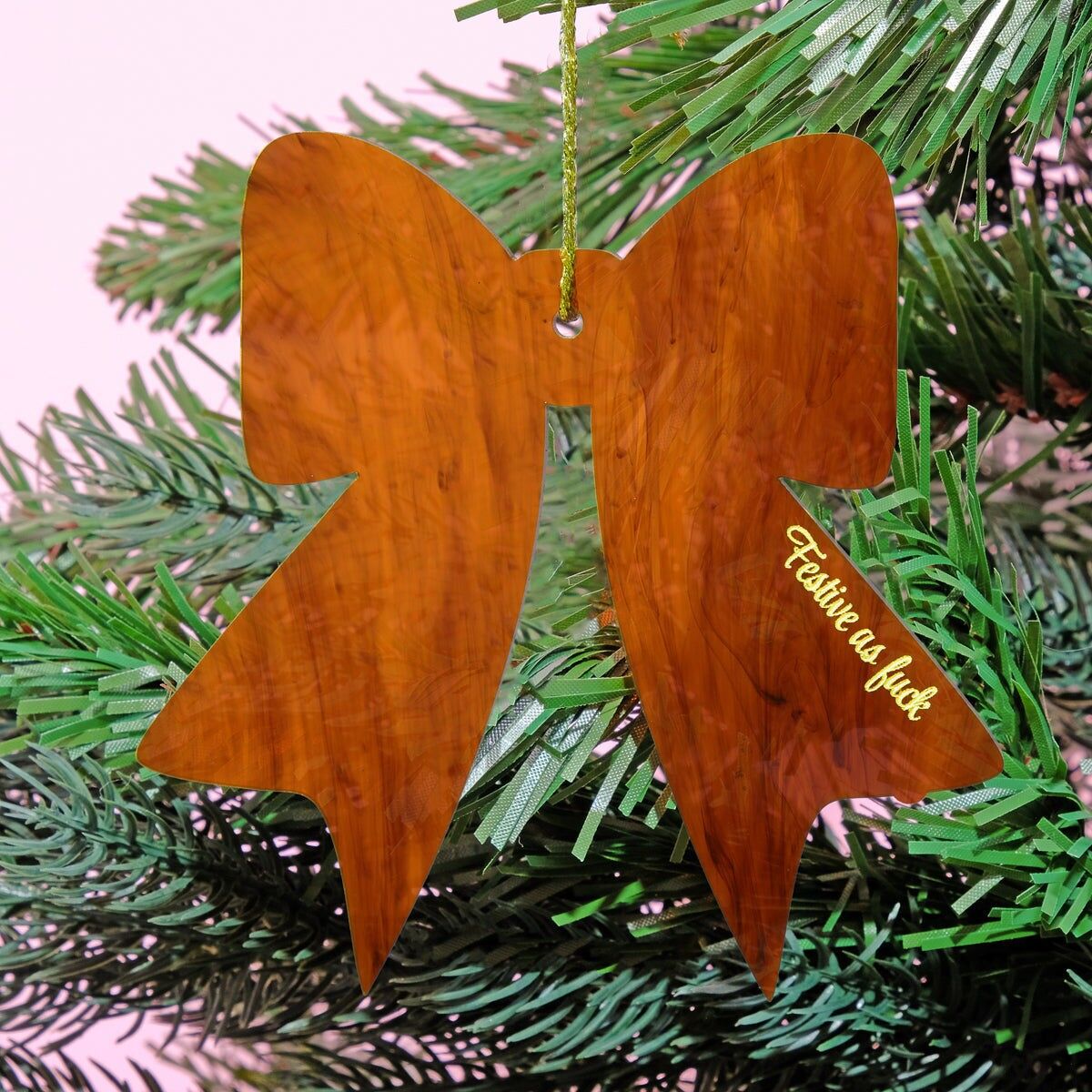 Adorno navideño con lazo de carey para árbol de Navidad, muy festivo