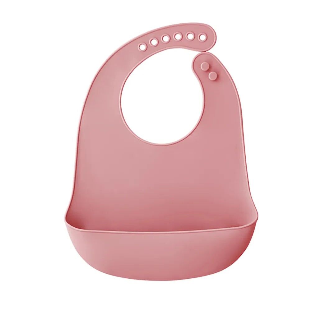 Silicone Baby Bib – Pink – Soft, Adjustable & Waterproof