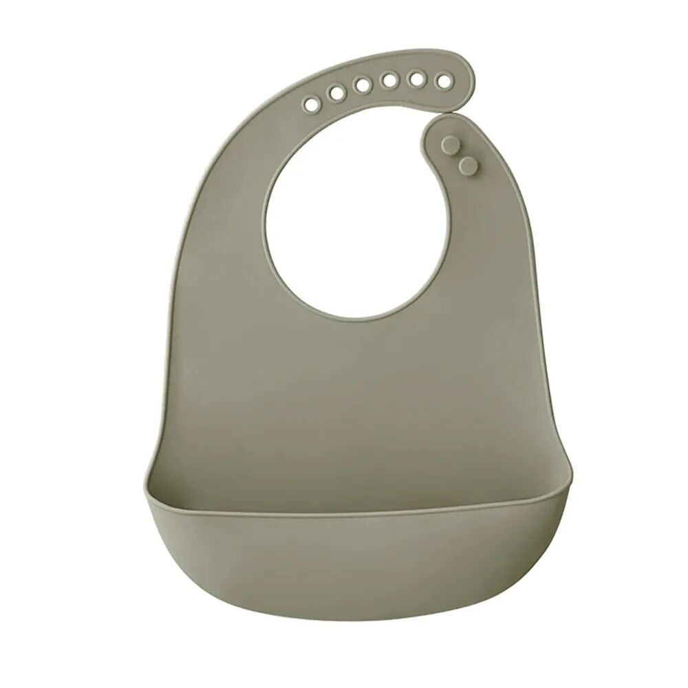 Silicone Baby Bib – Olive Green – Soft, Adjustable & Waterproof