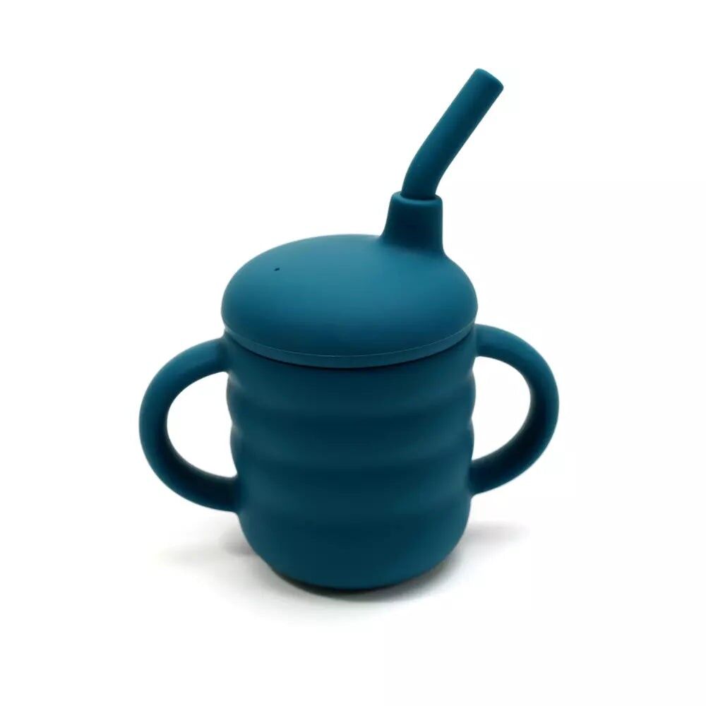 Baby Training Cup – Navy Blue – Silicone & Leak-Proof Spout