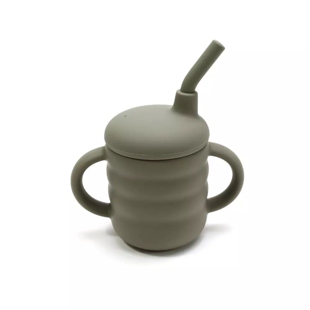 Baby Training Cup – Olive Green – Soft & Ergonomic Silicone