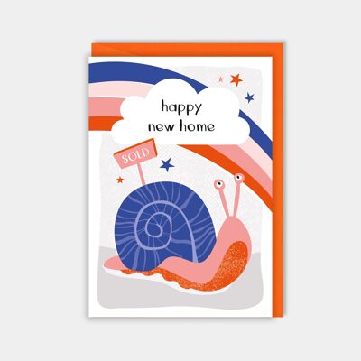 New home card - happy new home snail