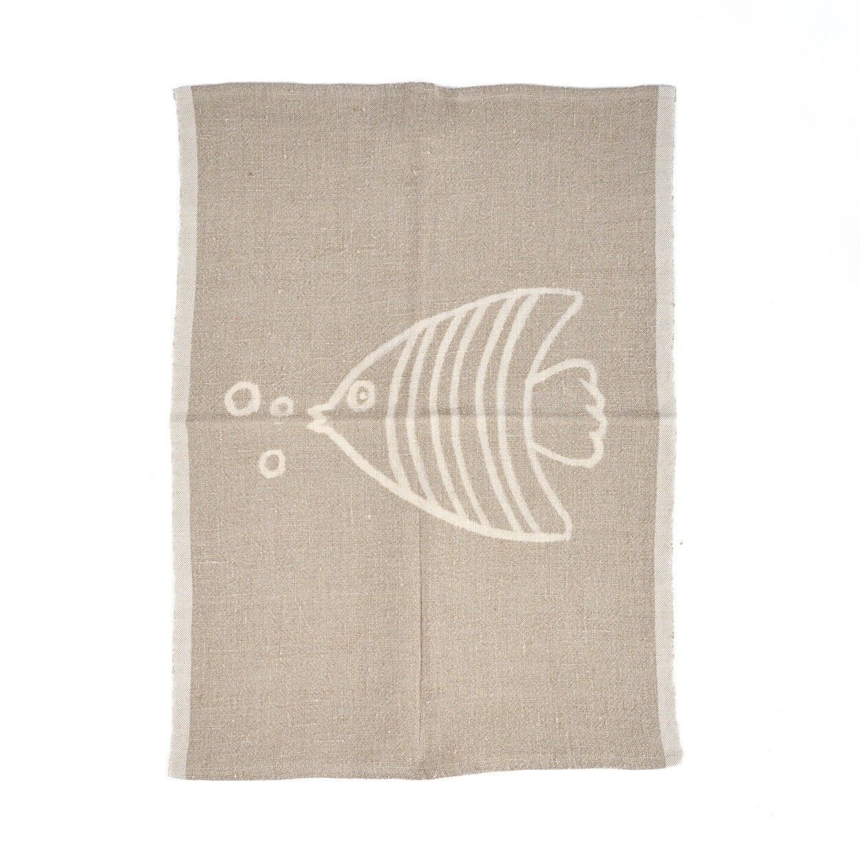 Asciugamano da cucina The Linen Fish - Bianco naturale - 50x70