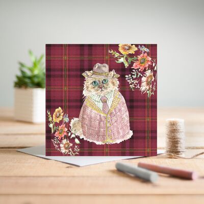 Tweed Cat Greetings Card