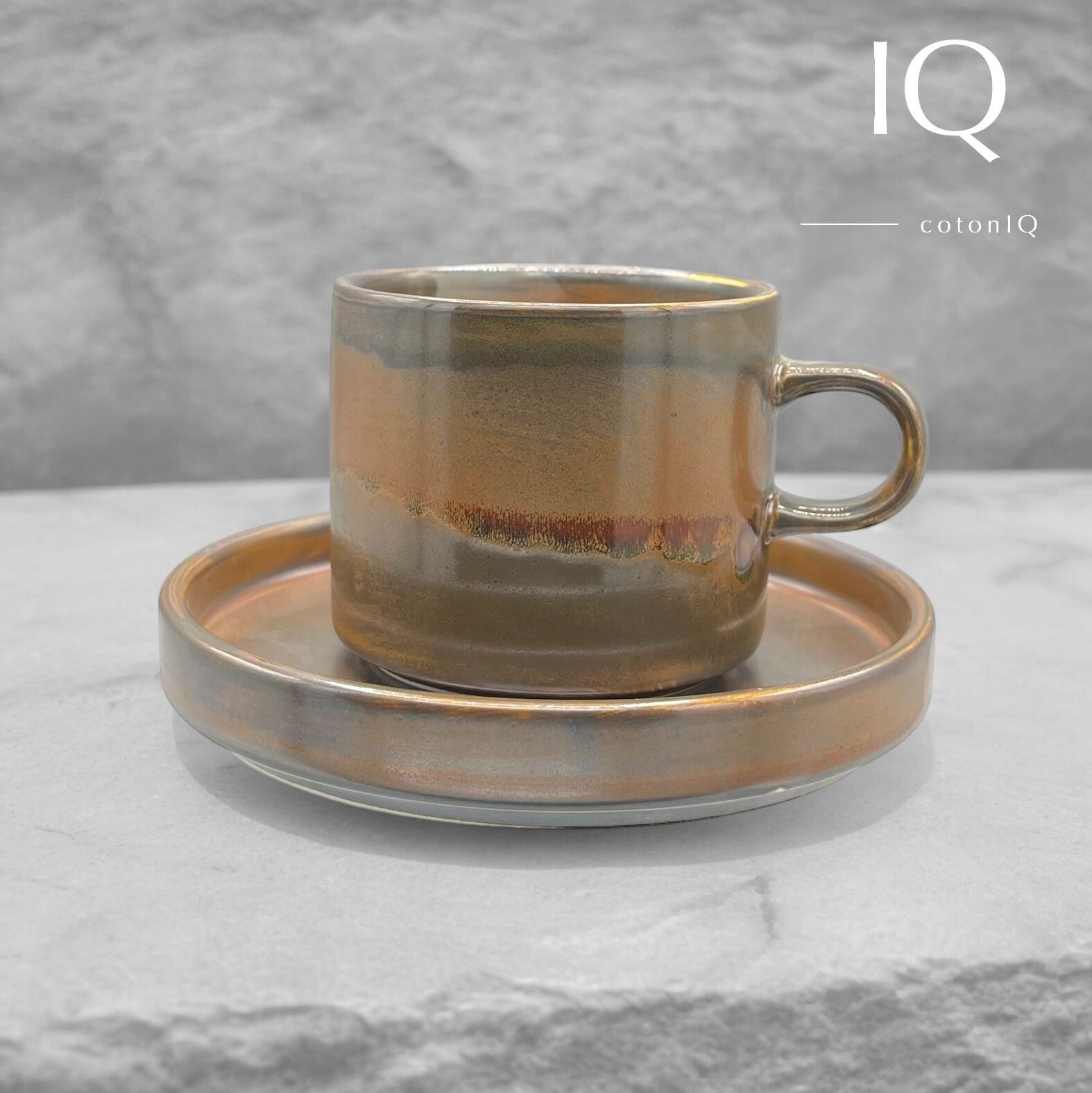 Keramik-Tassen-Set –  Erd- und Grautöne –  220 ml