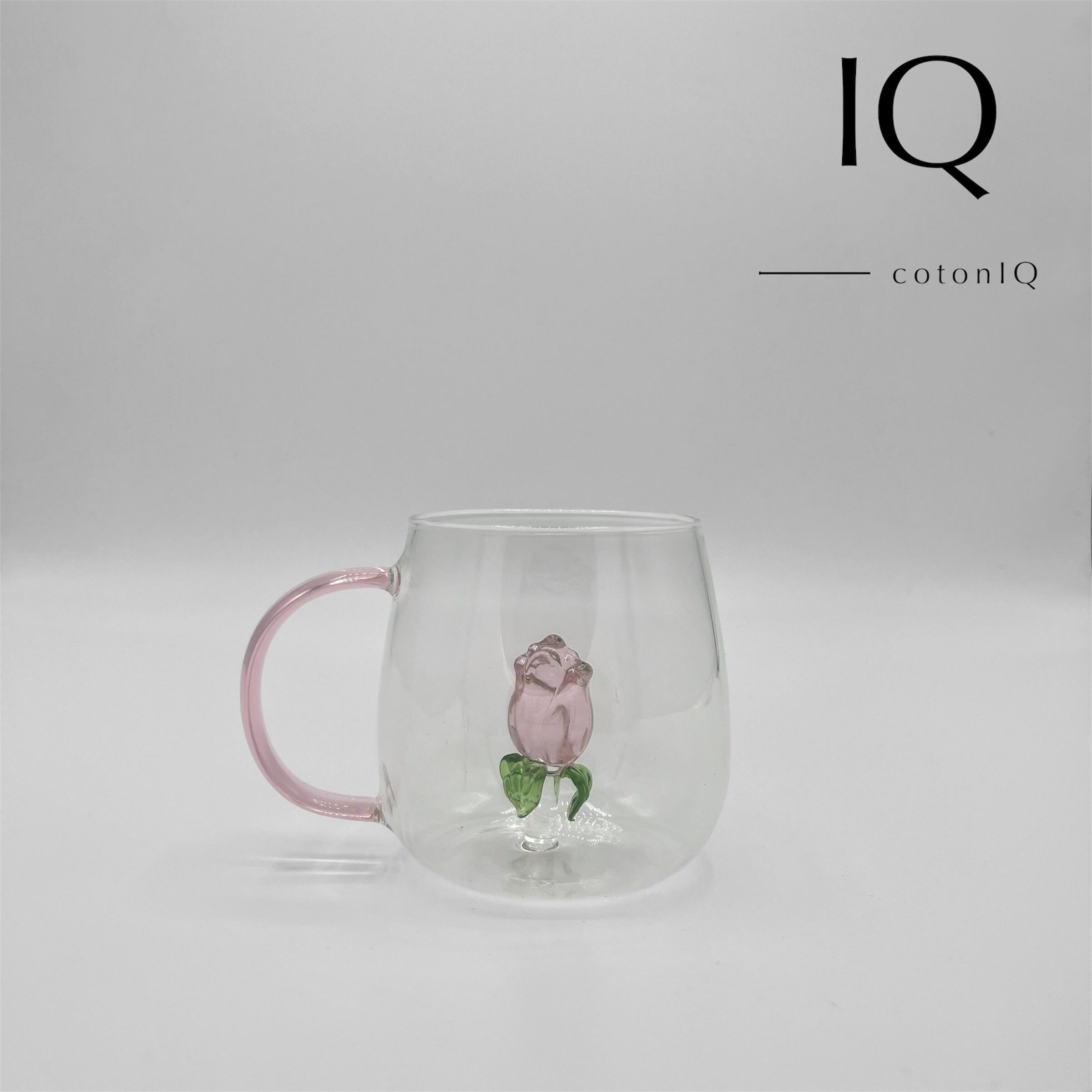 Vaso de cristal con figura 3D – Rosa – 380 ml