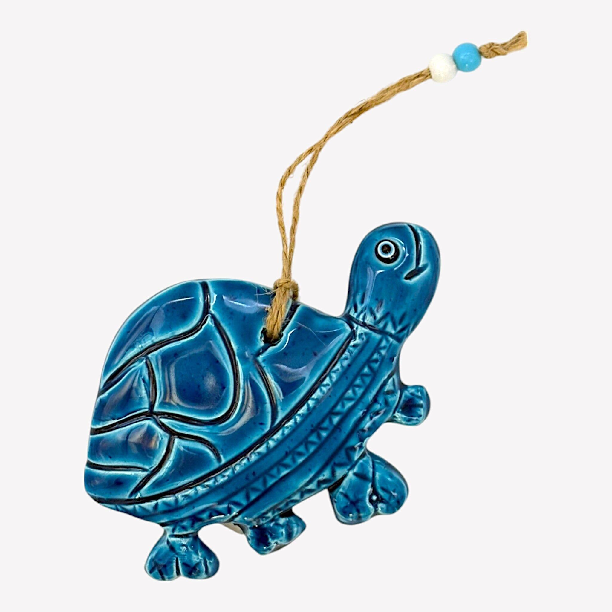 Decoración de pared de cerámica - tortuga - azul claro - 15x11x2cm