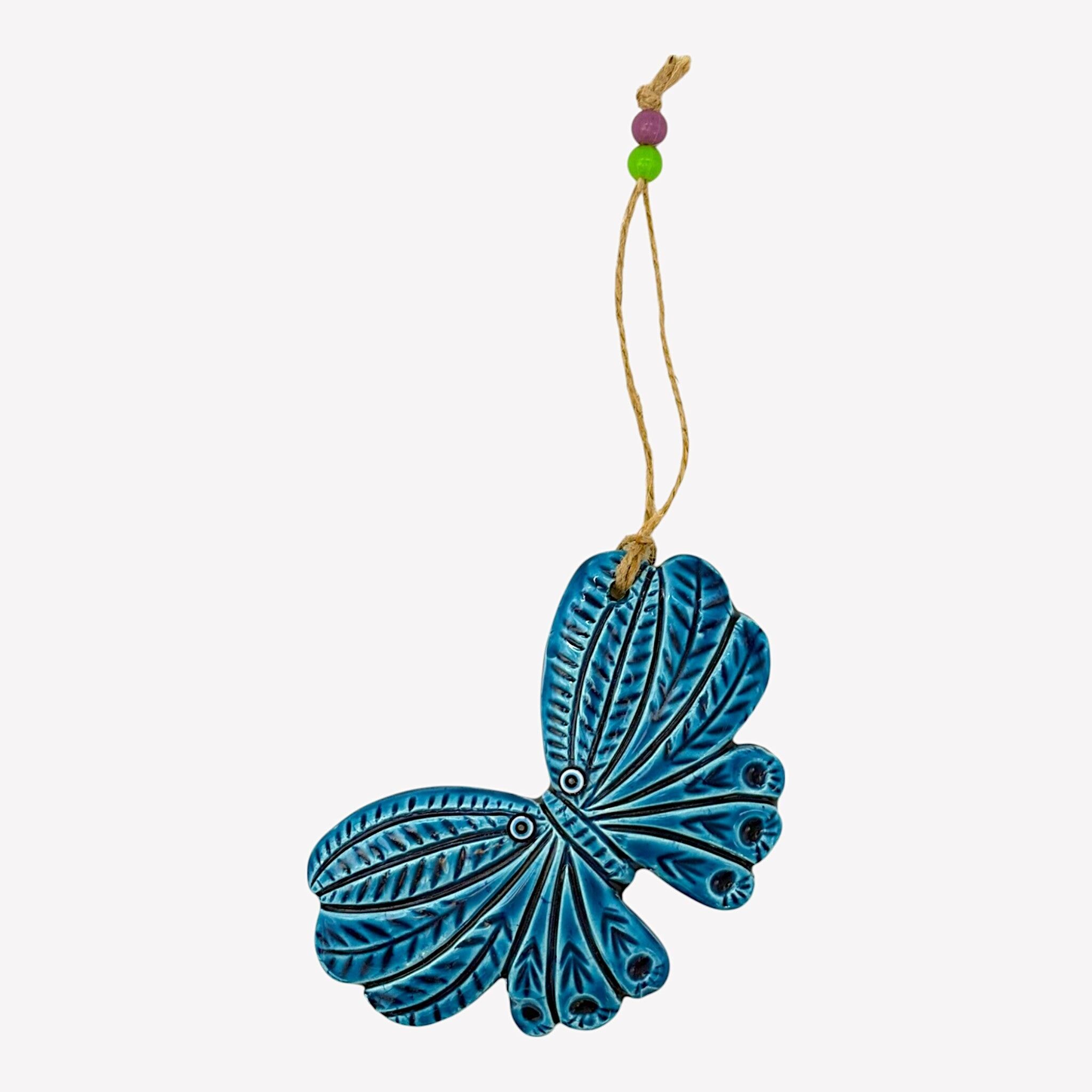 Decoración de pared de cerámica - mariposa - azul claro - 15x10x2cm