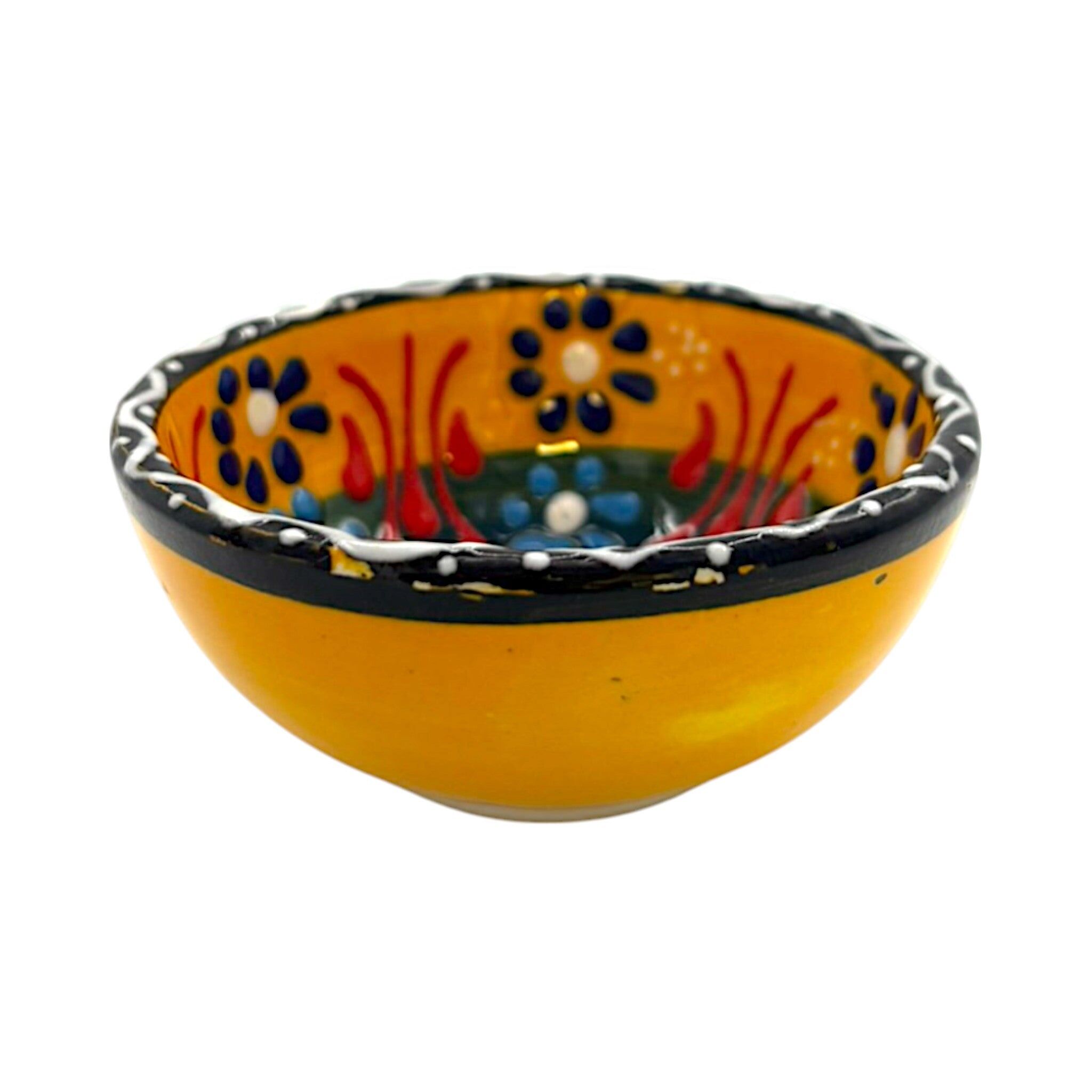 Cuenco de cerámica - flor - amarillo - 8 cm