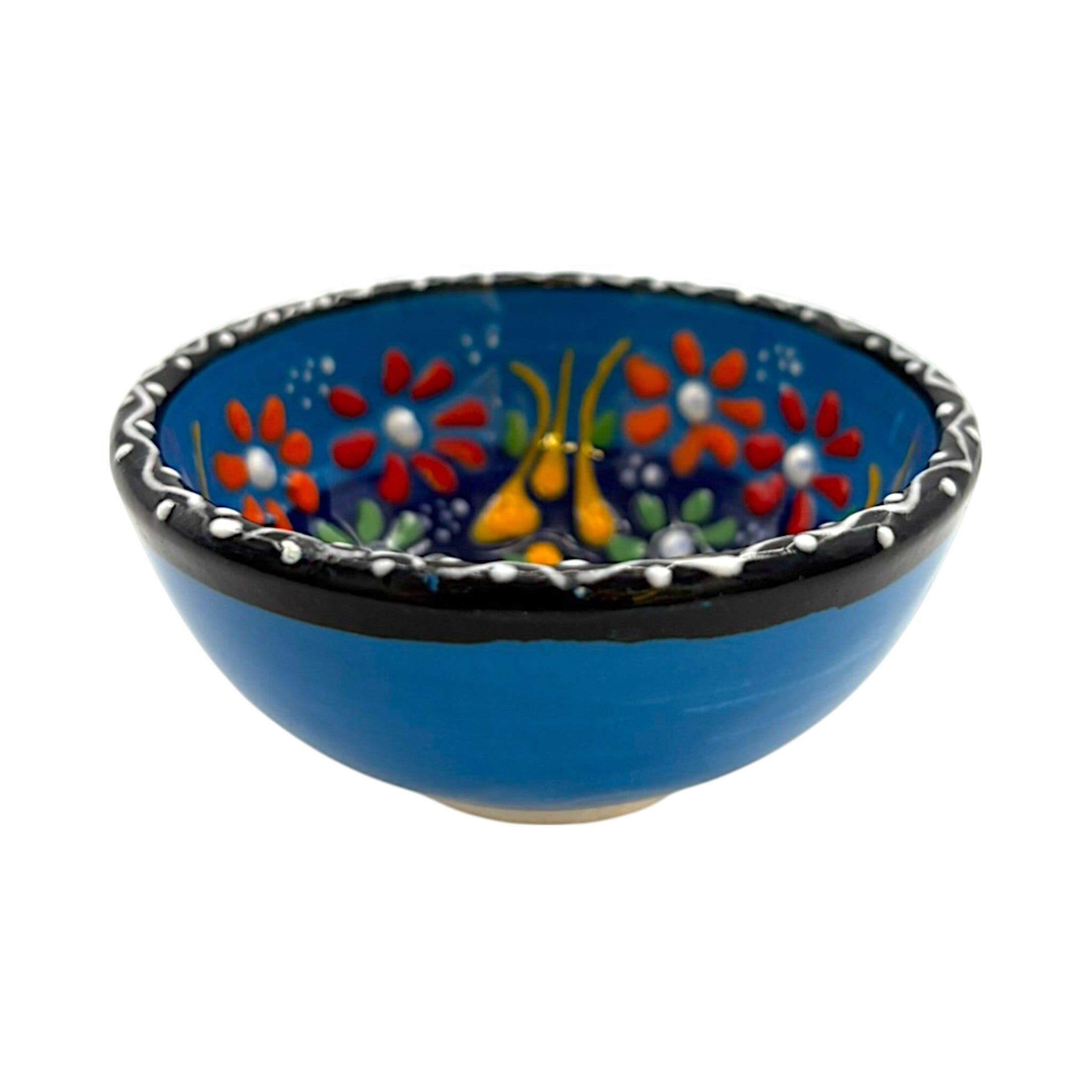 Cuenco de cerámica - flor - azul - 8 cm