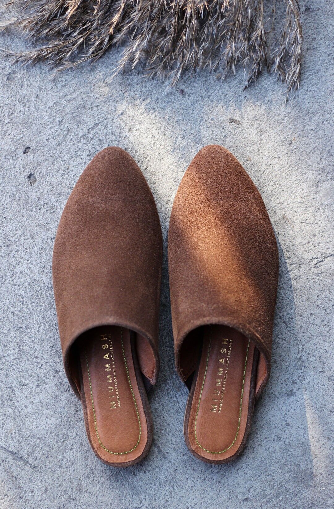 Mules de ante hechos a mano - Marrón puro - Negro 35-42