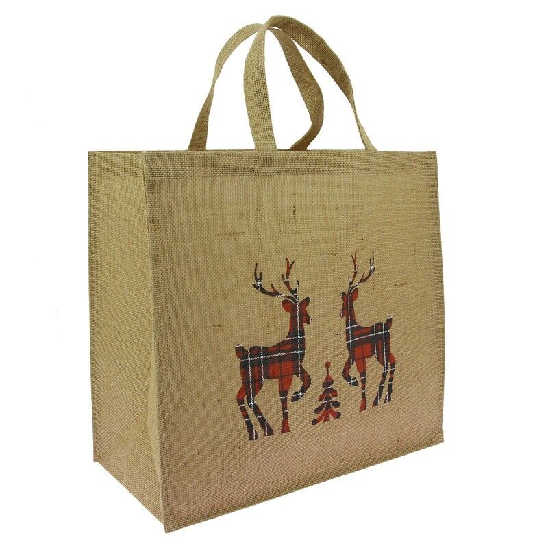 JUTE TOTE BAG WITH DEER DECOR GM 42X20X39/56
