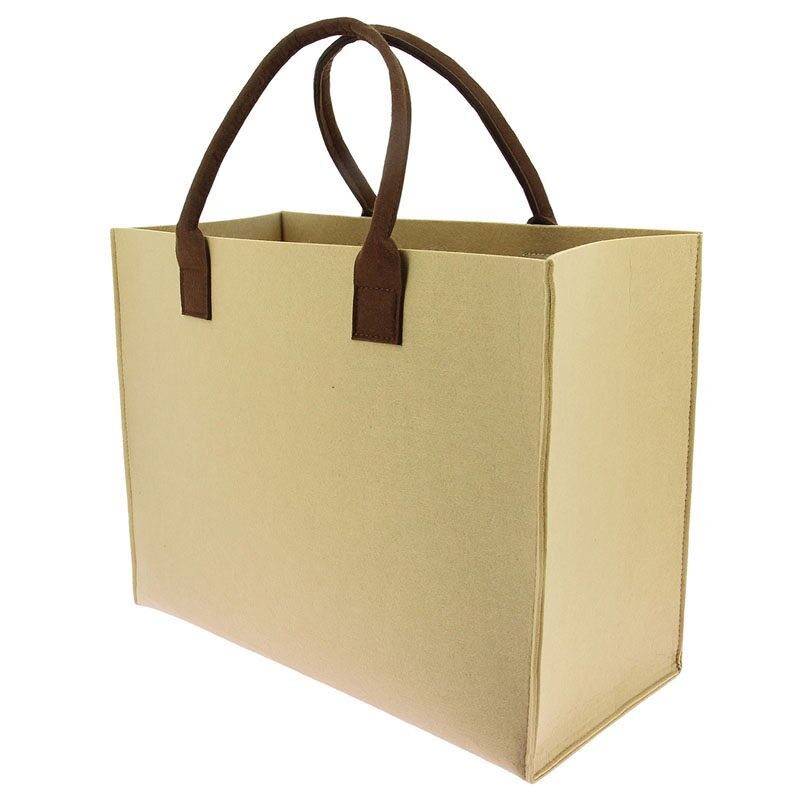 FELT BEIGE BAG 2 HANDLES BROWN TEXTILE 42X20X33