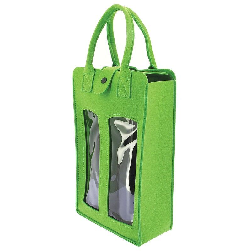 GREEN FELT BAG 2 HANDLES STORAGE FOR 2 BOTTLES 20X9.5X34