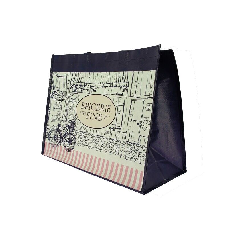 Large braided polypropylene shopping bag for delicatessen 42 x 20 x 33 cm