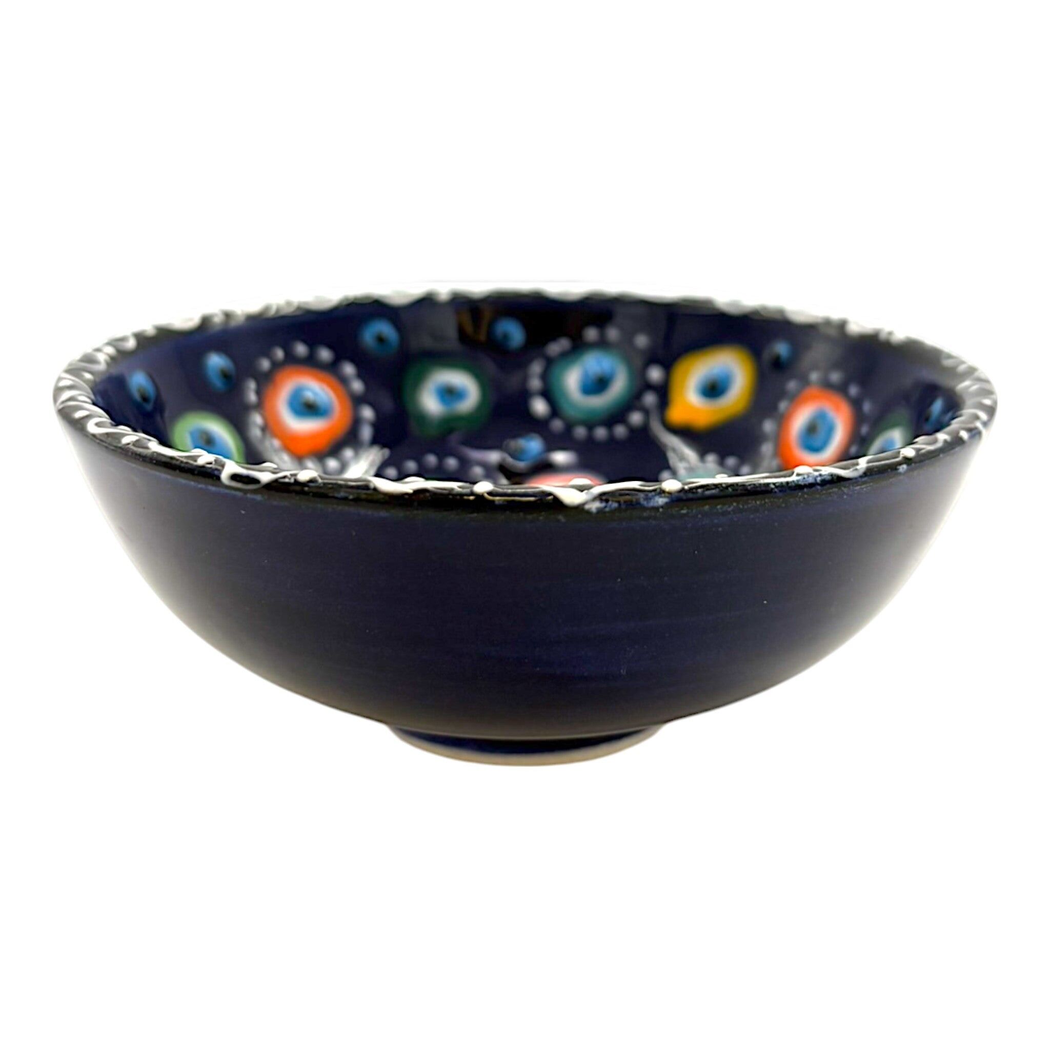 Cuenco de cerámica - Ojo malvado - Azul oscuro - 12 cm