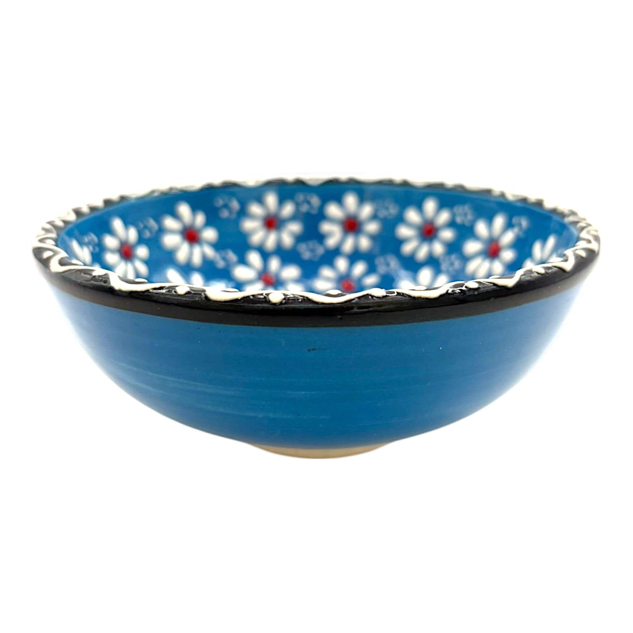 Bol en céramique - fleur - bleu - 12 cm