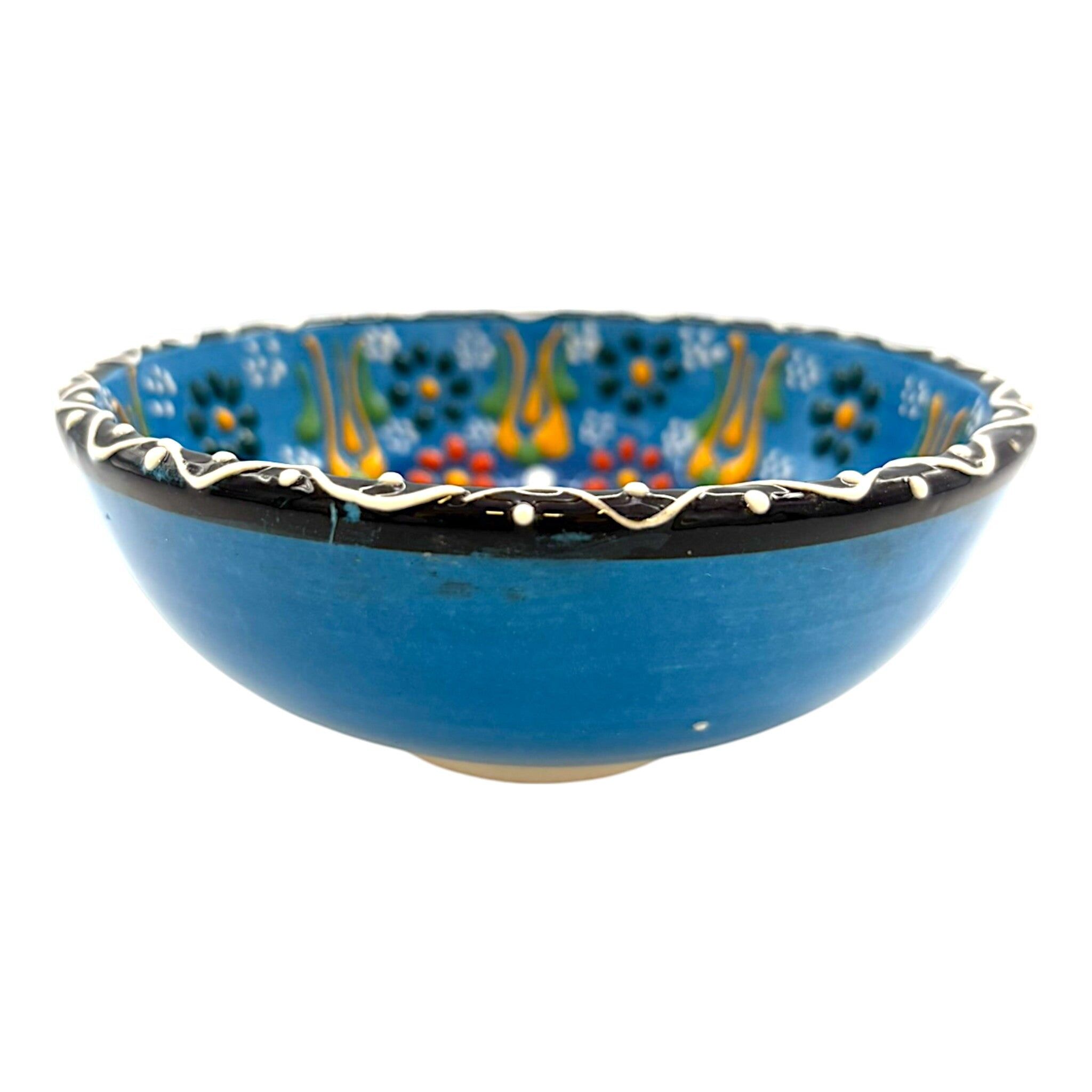 Bol en céramique - Fleur 2 - Bleu - 12 cm