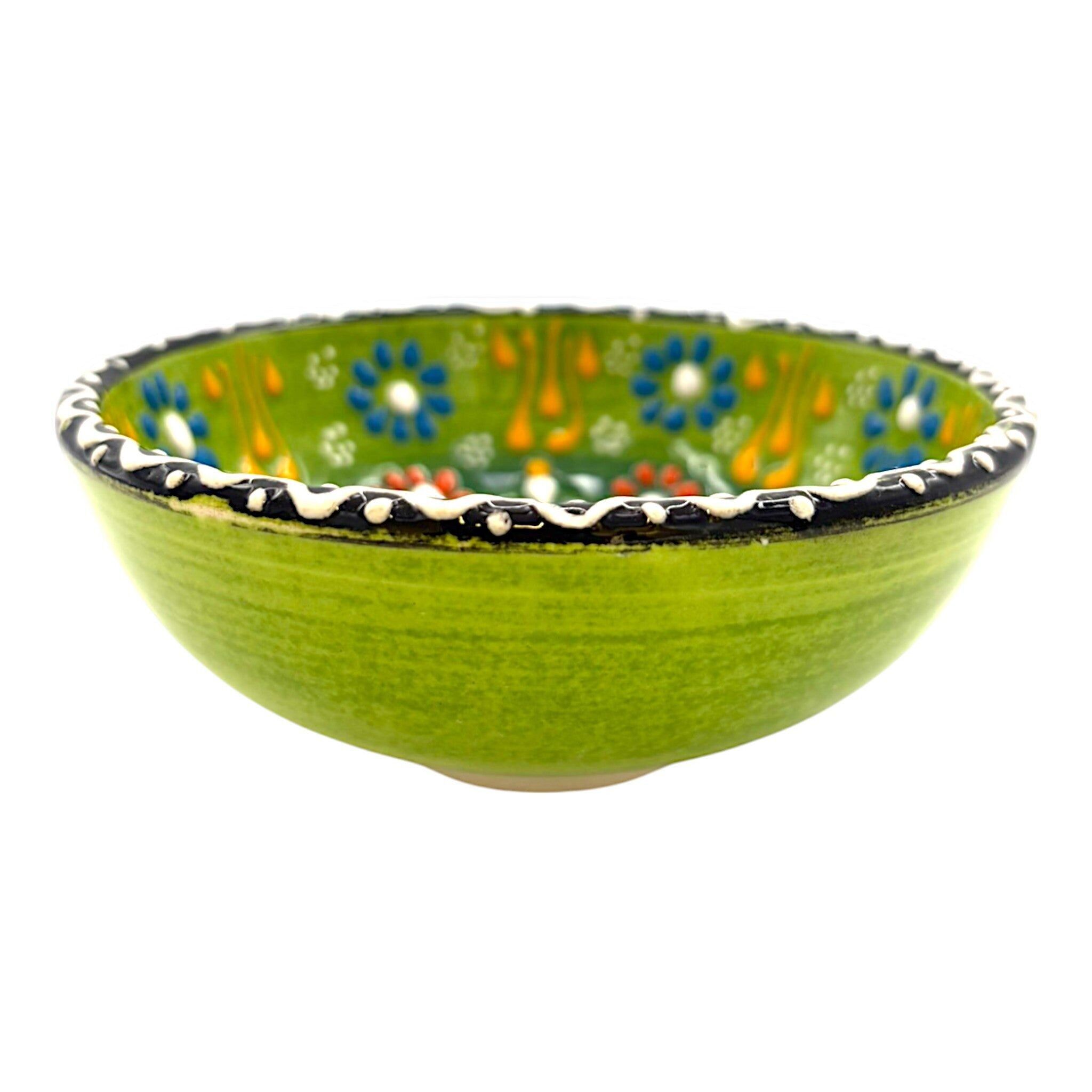 Bol en céramique - fleur - vert clair - 12 cm