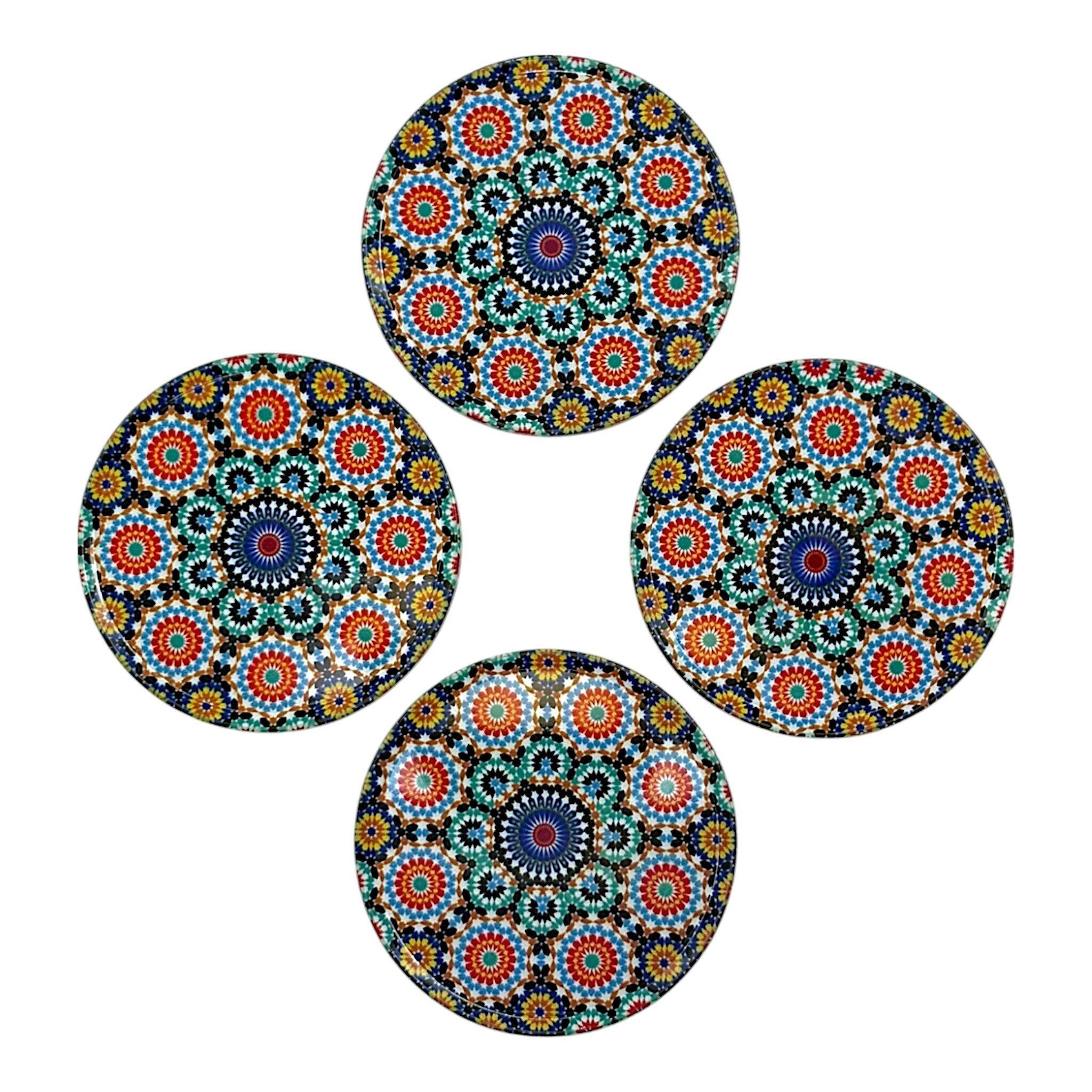 Posavasos de metal - juego de 4 - Mandala - colorido - 9 cm