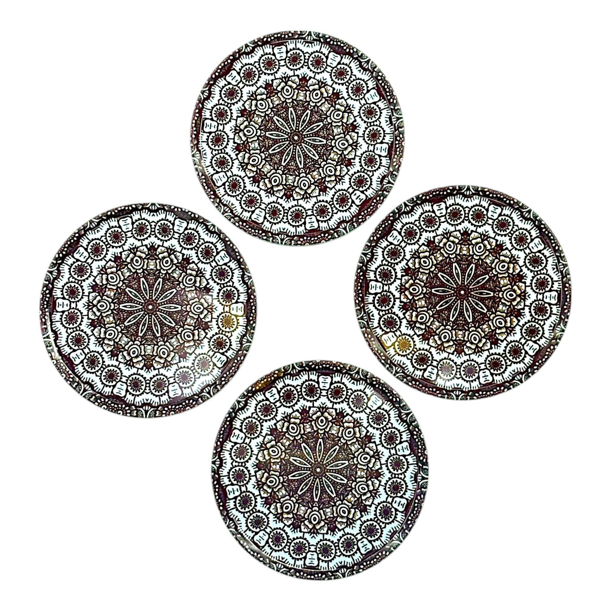 Posavasos de metal - juego de 4 - Mandala - marrón - 9 cm