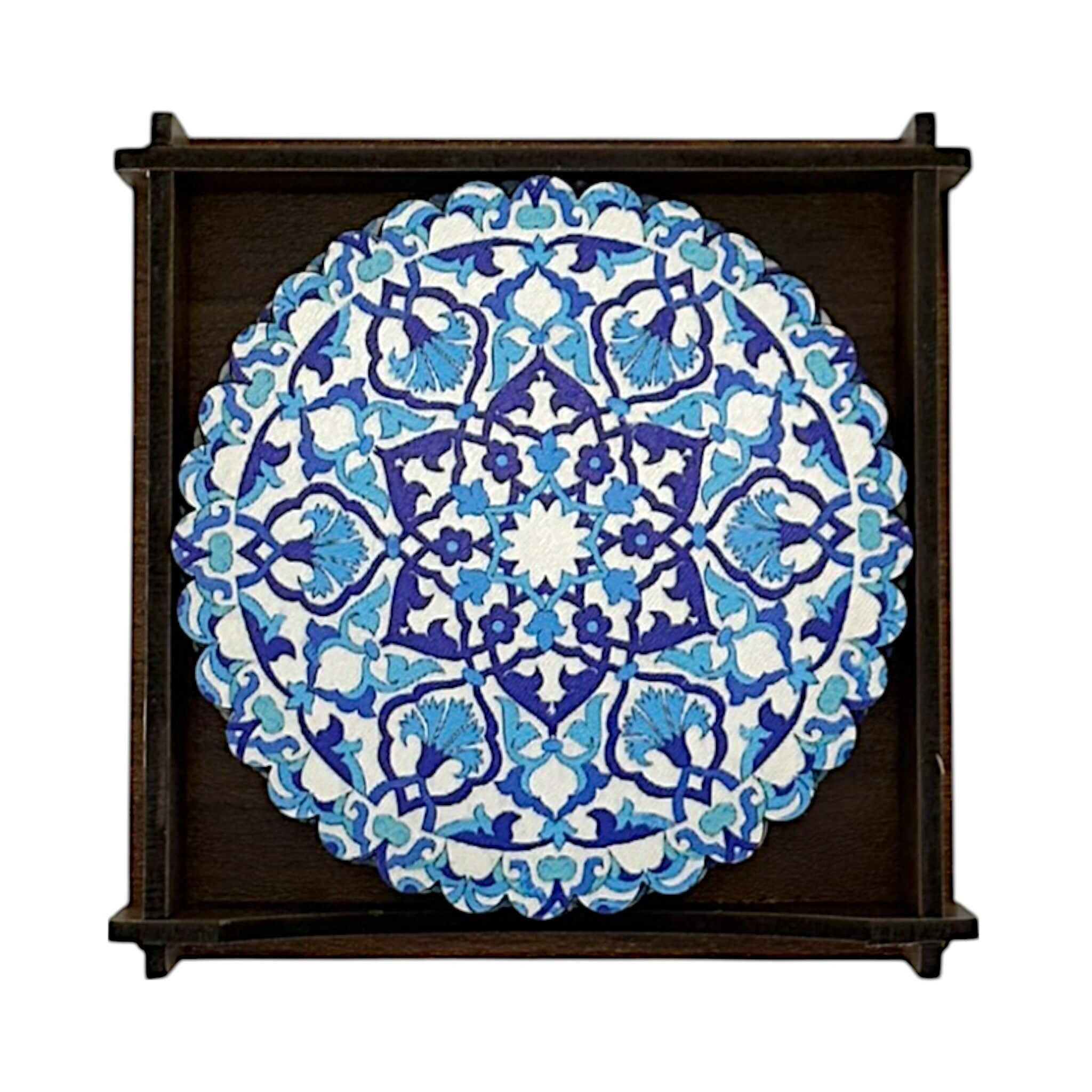 Posavasos de madera - juego de 6 - tulipán - 9 cm